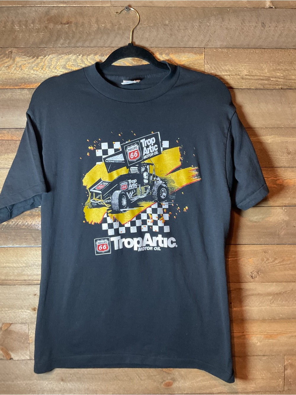 Vintage Men T-Shirt Trop Artic Motor Oil Phillips 66 Racing NASCAR Sprint Car L